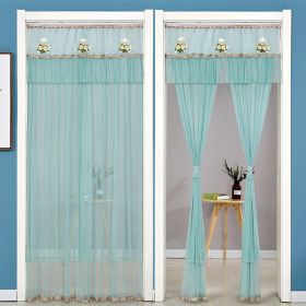 Double Yarn Lace Gauze Door Curtain Quiet Anti-mosquito Embroidered Living Room Bedroom Bathroom Universal Partition Home Decor (Color: 01 Green, size: 90x210cm)