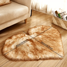 1pc Heart-Shaped Faux Sheepskin Area Rug - Soft and Plush Carpet for Home, Bedroom, Nursery, and Kid's Room - Perfect for Home Decor and Comfort (Color: White Yellow Tip, size: 19.69*23.62inch)