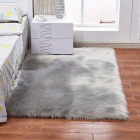 1pc Fluffy Imitation Wool Area Rug, Suede Fleece Bottom Long Imitation Wool Rug, Acrylic 80% Polyester 20%, 2.36inch Long Wool, Living Room Bedroom Ru (Color: Grey, size: 35.43*59.06inch)