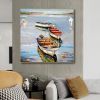 Hand Painted Oil Painting Canoe oil Paintings Nordic Seascape-Hand-Painted- Colorful Boats Oil Painting-Wall Art Handmade- For Home Decoration