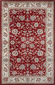 Stylish Classic Pattern Design Traditional Floral Filigree Bordered Area Rug (Color: Red|Ivory, size: 9'-6" X 12'-9")