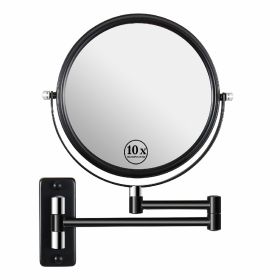 8-inch Wall Mounted Makeup Vanity Mirror, 1X / 10X Magnification Mirror, 360¬∞ Swivel with Extension Arm (Color: Black&Chrome)