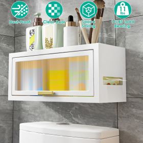 Over The Toilet Storage Cabinet Bathroom Storage Organizer Wall Mounted Toilet Storage Box with Dust-Proof Transparent Magnetic Door Side Opening (Type: Wall, Color: White)