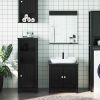 3 Piece Bathroom Furniture Set BERG Black Solid Wood Pine