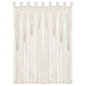 Boho Macrame Curtain for Window Doorway Room Divider Large Long Macrame Wall Hanging Bohemian Home Wedding Decor (size: 79 x 47 inches)