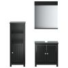 3 Piece Bathroom Furniture Set BERG Black Solid Wood Pine