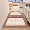 Simple Geometric Home Entrance Floor Mat Crystal Velvet Absorbent Non-slip Arched Rectangle Carpet Home Decoration Foot Mat Semi-circle Door Mat