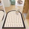 Simple Geometric Home Entrance Floor Mat Crystal Velvet Absorbent Non-slip Arched Rectangle Carpet Home Decoration Foot Mat Semi-circle Door Mat