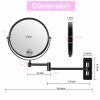 8-inch Wall Mounted Makeup Vanity Mirror, 1X / 10X Magnification Mirror, 360¬∞ Swivel with Extension Arm